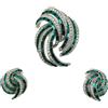 Jennifer Gibson Jewellery - Set orecchini e spilla con cristalli anni '50 - Donna - metallo/vetro - Taglia unica - Argento