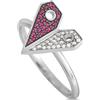 LB Exclusive - Anello a cuore in oro bianco 14 carati con diamanti e rubini - Donna - Rhodium Plated Metal/oro bianco 14kt/rubino/diamanti - Taglia...