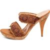 Sergio Rossi Vintage - Sandali con fiocco - Donna - pelle di vitello/tessuto/gomma - 41 - Marrone