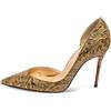 Christian Louboutin Pre-Owned - Pumps Dorsay con tacco 100mm - Donna - tessuto/pelle di vitello/pelle di vitello - 36.5 - Oro