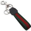 Gucci Pre-Owned - Portachiavi con decorazione Web anni '20 - Uomo - pelle di vitello/tela/ottone - Taglia unica - Argento