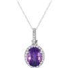 LB Exclusive - Collana in oro bianco 14 carati con diamanti e ametista - Donna - ametista/diamanti/oro bianco 14kt - Taglia unica - Argento