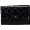 CHANEL Pre-Owned - Portafoglio tri-fold CC in pelle Caviar trapuntata con battente 2021-2025 - Donna - pelle caviar - Taglia unica - Nero