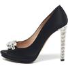 Miu Miu Pre-Owned - Pumps con cristalli - Donna - raso/pelle/pelle - 38 - Nero