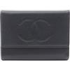 CHANEL Pre-Owned - Portafoglio tri-fold Coco Mark 2005-2006 - Donna - pelle caviar - Taglia unica - Nero