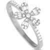 LB Exclusive - Anello Flower in oro bianco 14 carati con diamanti - Donna - diamanti/oro bianco 14kt - Taglia unica - Argento