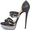 Christian Louboutin Pre-Owned - Sandali in pelle con tacco 150mm - Donna - pelle di vitello/Glitter/pelle di vitello/pelle di vitello - 39.5 - Nero