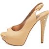 Gina - Pumps con cinturino posteriore 125mm Pre-owned - Donna - tela/pelle/pelle/gomma - 37 - Toni neutri