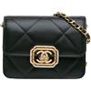 CHANEL Pre-Owned - Borsa a tracolla trapuntata in pelle di vitello con strass e scomparto portacarte 2021-2024 - Donna - pelle - Taglia unica - Nero
