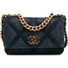 CHANEL Pre-Owned - Borsa a tracolla in denim 19 con impunture, battente e catena 2021-2024 - Donna - Denim - Taglia unica - Blu