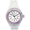 CHANEL Pre-Owned - J12 33mm anni 2010 - unisex - acciaio inossidabile/zaffiri rosa - Taglia unica - Bianco