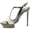 Gina - Sandali con cinturino a T e cristalli 125mm - Donna - pelle di vitello/pelle di vitello/pelle verniciata/cristalli - 37 - Nero