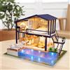 Casa Delle Bambole in Miniatura Più Artigianato in Legno con Luce a LED Piscina