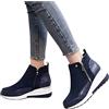FGUUTYM Stivali da donna con tacco nero - Stivali corti Scarpe basse con zeppa Scarpe casual da donna con cerniera laterale Stivali da donna antiscivolo, marrone, 42