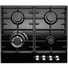Teknix Signature Collection SCGH61B - Piano cottura a gas con bruciatore wok da 3,8 kW, in vetro, 60 cm, colore: Nero