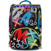 SJ GANG STYLE JAM GANG SJ Gang Zaino Scuola Estensibile, Giallo Blu, Gritzled Boy, Zaino Doppio Scomparto Estensibile Con Led Luminoso e Pattine Sfogliabili, Scuola Elementare e Tempo libero, Bambino