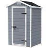 Keter Casetta da giardino Manor 4x3, Finitura Effetto Legno Graffiato, Grigia, 129x103x196 H Cm