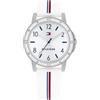 Tommy Hilfiger Orologio da Ragazza con Quadrante Argento, Cinturino in Silicone Bianco, Cassa Argento 32mm, Movimento al Quarzo a 3 Lancette, Resistenza all'acqua di 3 ATM - 1720014