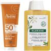 Avene Eau Thermale Avène LATTE SOLARE Protezione alta SPF 50 + Klorane Shampoo al Tamanu BIO e Monoï 1 pz Set