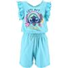 Disney Stitch Pigiama Estivo Bambina, Completo 2 Pezzi con Rouches (IT, età, 4 Anni, Regular, Turchese)