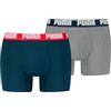 PUMA Everyday Basic Boxer 2p, Biancheria Intima Uomo, Navy/Grey Melange - New, M