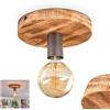 hofstein Lampada da soffitto Amnicon, lampada da soffitto moderna in legno e metallo in naturale e nero, design aperto, Ø 20 cm, 1 lampadina, 1 x E27, senza lampadina