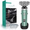 VOYOR Rasoio Elettrico Barba 5D Fluttuante Cordless con Testa Magnetica Rasoio Uomo Wet & Dry per il Viso Tagliabarba Elettrico LED Display TX500 (Verde)