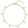 Jewels by Leonardo, cavigliera Ciao Juna - Cavigliera in acciaio inox dorato - Spirito hippie giocoso - piccole stelle alternate con perle di vetro pastello - 24-28 cm di lunghezza - 025061, Eine