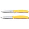 Victorinox Swiss Classic Set 2 Coltelli da Pomodoro e Verdure, Giallo | Set con coltello pomodoro seghettato 11 cm e spelucchino a lama liscia 8 cm in acciaio inox, Swiss Made