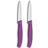 Victorinox Swiss Classic, Set di coltelli per pelare e verdure, 2 pezzi, Lama extra-affilata, Bordo dritto per tagli precisi, 8 cm, Acciaio inossidabile, Viola