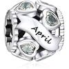 NINGAN Gennaio-dicembre Pietra natale in argento sterling 925 Perline vuote in oro rosa e argento Adatto per braccialetti da donna
