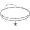 CHIC & ARTSY Braccialetti alla caviglia in argento sterling 925 Catene per piedi multistrato Bracciali Gioielli estivi da spiaggia per donne