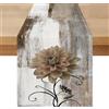 Miuyunya Runner da Tavolo Moderno Grigio Estivo Esterno 33x183 Marrone Piante Fiori Impermeabile Runner Tavolo Primaverile Cucina Decorazione per Tavolo da Pranzo per Matrimoni Picnic Feste