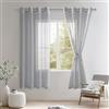 DWCN Tende Voile Grigio per Camera da Letto Tende per Interni Semi-Trasparenti con Anelli per Cucina e Salotto Moderne 2 Pezzi, 140x145 CM, Grigio