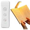 Glocusent luce per libri ricaricabile USB, luce LED portatile con clip, 3 colori ambra e 5 luminosità regolabili, compatta e di lunga durata, regalo per gli amanti dei libri (Bianco-Pro Max)