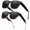 Myiaur Confezione da 2 occhiali da sole polarizzati da donna protezione UV400, montatura leggera TR90, occhiali da sole antiriflesso per chi indossa gli occhiali, A02 (confezione da 2) Nero + Blu