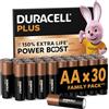 DURACELL Batterie Plus AA (Confezione da 30) - Batterie Alcaline da 1,5 V - Fino al 150% di durata extra con Attivi POWER BOOST- Affidabilità per i dispositivi di utilizzo quotidiano -MN1500