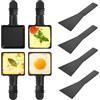 Yoassi 4pcs Mini Padelle per Raclette, Mini Piastra Raclette Antiaderente con 4 Spatole di Nylon, Misura Universale con Manici Antiscottatura, Padelle Quadrate da Raclette per Fuso Uovo Fritto