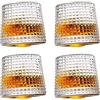moorg Set Bicchieri da Whisky in Vetro Rotante, Bicchieri Wisky con Fondo Sferico per Degustazione, Bicchiere Senza Gambo di Alta Qualità, 4 Pz Bicchieri Vetro Particolari per Rum, Gin, Amaro e Distillati