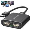 DGYBDFC Adattatore da Displayport a doppio HDMI 1 In 2 Out Dual 4K60Hz Extend/Copy DP 1.2 a 2 HDMI Splitter per Due Monitor Supporta Modalità SST/MST (MacOS Supporta Solo la Modalità SST)
