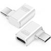 Seminer Adattatore USB C 80Gbps (2 Pack), USBC Maschio a Tipo C Femmina Connettore di Trasferimento Dati ad Angolo Destro USB4.0 Compatibile per iPhone 16/15, Samsung, MacBook e altri USB-C