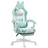 HOMCOM Sedia da Gaming Reclinabile con Poggiapiedi e Cuscini, in Finta Pelle e Spugna, 65x62x116-124 cm, Bianco e Azzurro | Aosom Italy