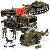 JOYIN 3 in 1 giocattolo per veicoli militari con sirena alimentata ad attrito con action figure, incluso camion militare, elicottero e carro armato giocattolo, veicoli con sirena luminosa e sonora
