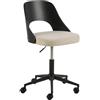 AC Design Furniture Lucia - Sedia da scrivania in tessuto Apia beige e nero impiallacciato rovere tinto a 5 stelle, struttura in acciaio verniciato a polvere, con funzione girevole e molla a gas