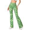 EVELUST Pantaloni Donna Estivi Vita Alta Zampa - Pantalone Elasticizzati Comodi Vita Alta con Fondo Eleganti Campana Gamba Larga Stile Cargo Pants Rave Festival(Green,S,1040w)