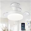 DJChen Lampadario Con Ventilatore Da Soffitto Con Pale A Scomparsa, Retrattili Ventola Soffitto Con Luce Silenzioso, Led Dimmerabile, Motore DC Reversibile, Funzione Di Memoria, Per Camera Da Letto