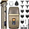 Surker Tondeuse di Precisione T-Lama & Rasoi Elettrici per Uomini - Rasoio a Griglia per Barba - Kit Toeletta Uomo con Lame Triple - Senza Fili