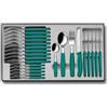Victorinox Classic Set Posate 24 Pezzi, Coltelli Pomodoro Seghettati, Verde | Set da tavola per 6 persone con coltelli da 11 cm lama ondulata, forchette e cucchiai in acciaio inox. Swiss Made