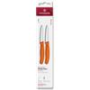 Victorinox Swiss Classic, Set di coltelli per pelare e verdure, 2 pezzi, Lama extra-affilata, Bordo dritto per tagli precisi, 8 cm, Acciaio inossidabile, Arancione