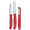 Victorinox Swiss Classic Set di coltelli per verdure con pelapatate, spelucchino e coltello per pomodori, 3 pezzi, Lama extra-affilata, Rosso